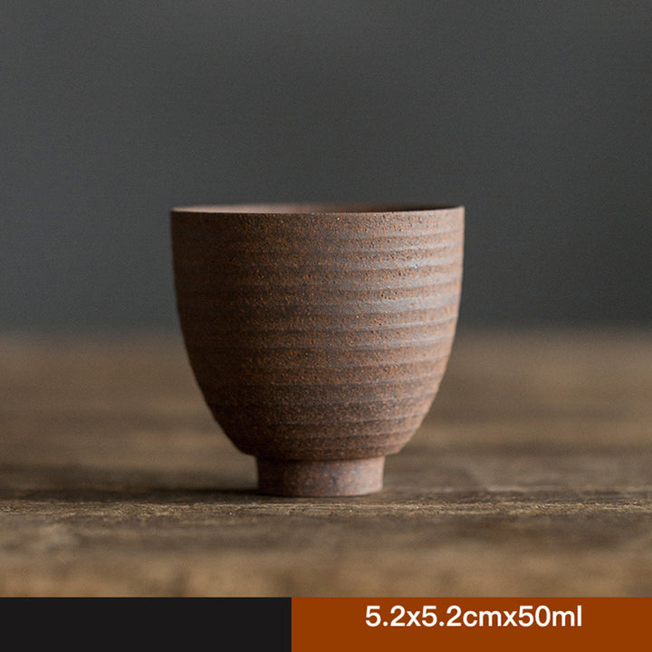 Taza de té de cerámica marrón Retro hecha a mano con Buddha Stones, taza de té de Kung Fu