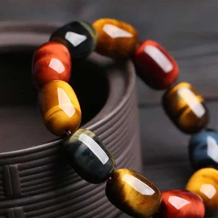 Pulsera de protección curativa de ojo de tigre natural con Buddha Stones
