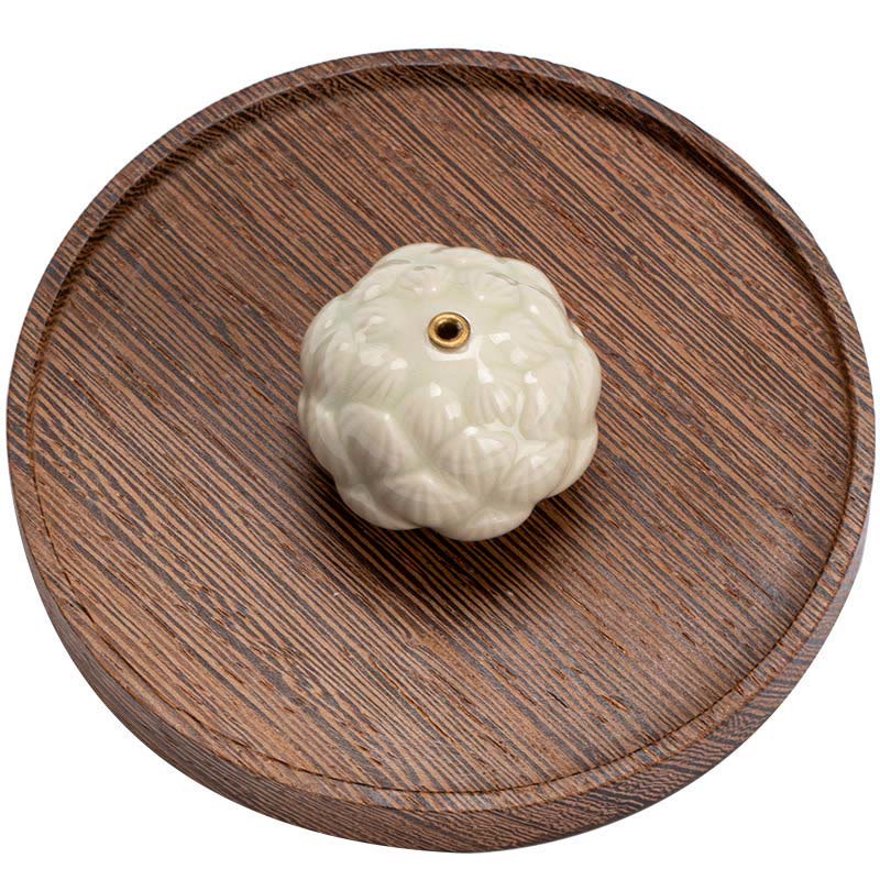 Buddha Stones Mini flor de loto meditación palo de cerámica pequeño quemador de incienso Decoración