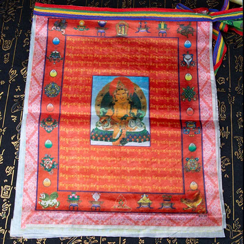 Bandera tibetana de oración al aire libre, 5 colores, caballo de viento, Buda, Tara, escrituras curativas, auspiciosas