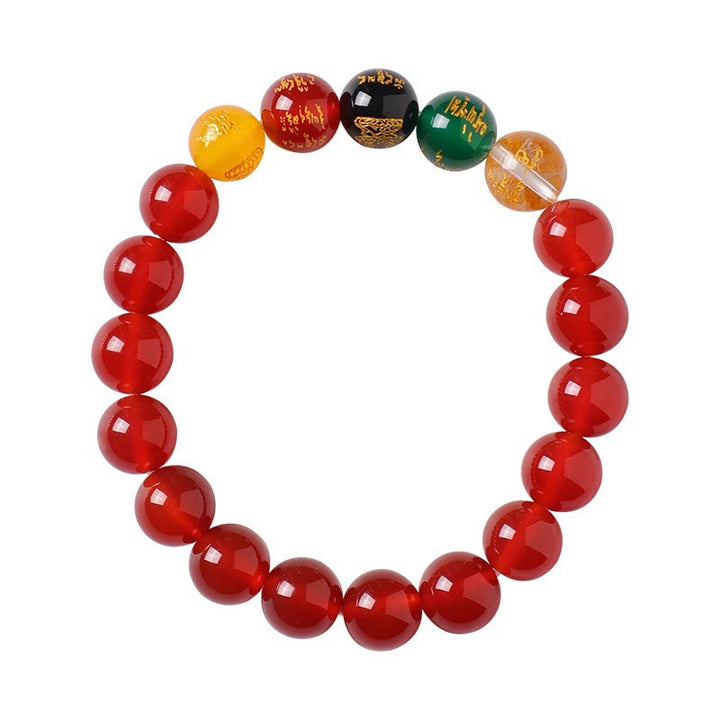 Buddha Stones Cinco Elementos Dios de la Riqueza Pulsera de Riqueza de Cristal de Ágata Varias