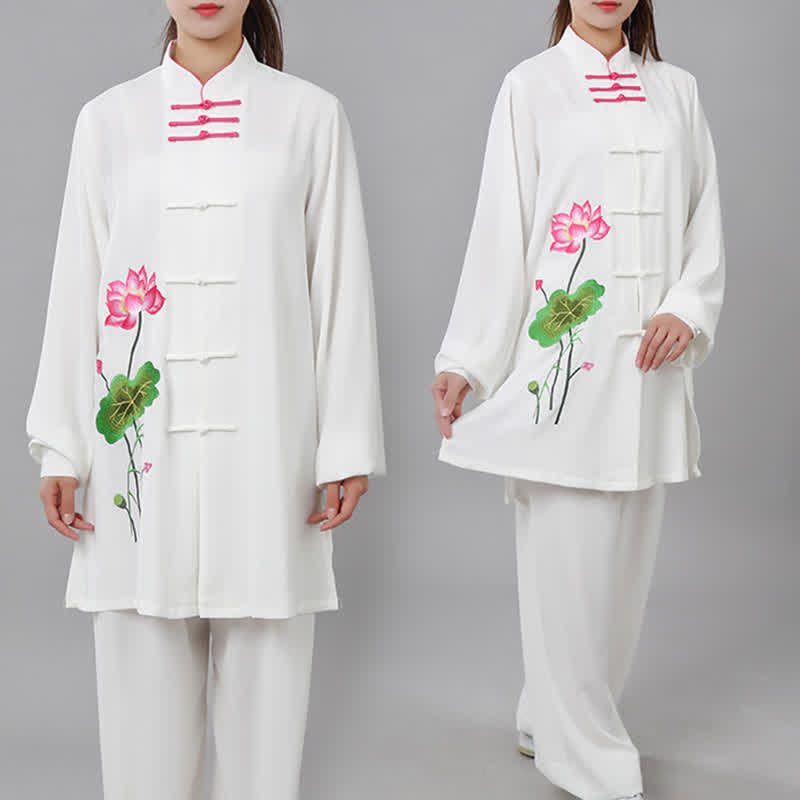 Conjunto de ropa para mujer con diseño de hojas y flores de loto y piedras de Buddha Stones para meditación, tai chi, oración y práctica espiritual zen - image 4