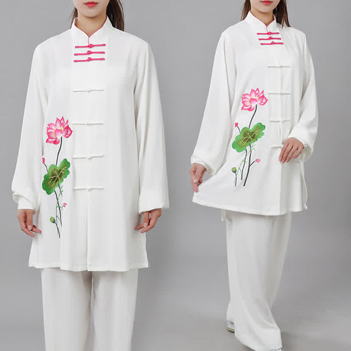 Conjunto de ropa para mujer con diseño de hojas y flores de loto y piedras de Buddha Stones para meditación, tai chi, oración y práctica espiritual zen - image 4