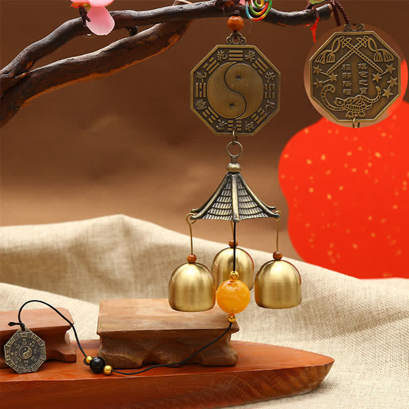 Feng Shui-moneda de cobre, pez Koi, Bagua Kirin, campana de viento, decoración colgante de pared de la suerte - Bagua - image 2