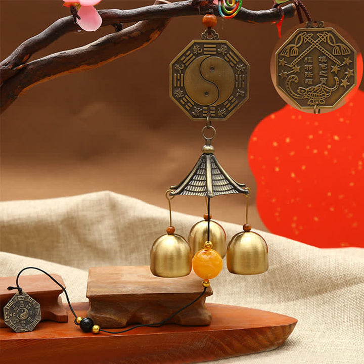 Feng Shui-moneda de cobre, pez Koi, Bagua Kirin, campana de viento, decoración colgante de pared de la suerte - Bagua - image 2