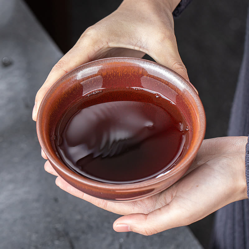 Taza de té de porcelana Jianzhan chino, Vintage, rojo, marrón , Buddha Stones , taza de té de Kung Fu