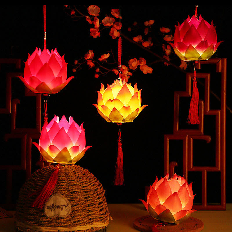 Buddha Stones DIY flor de loto dragón linterna borla lámpara decoración - image 2