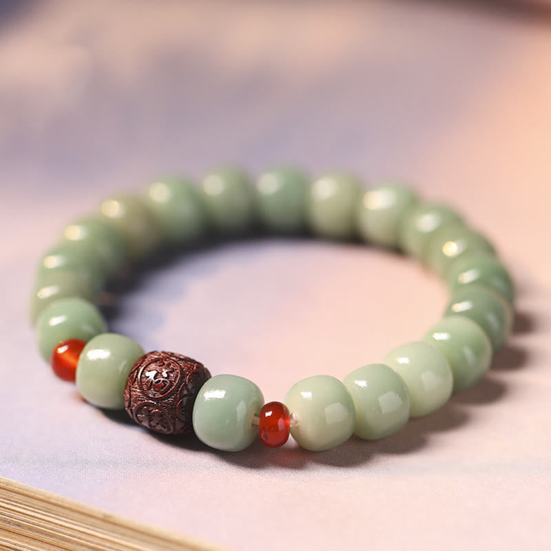 Pulsera de paz con cuentas de carácter Fu de nube auspiciosa de semillas Bodhi de Buddha Stones