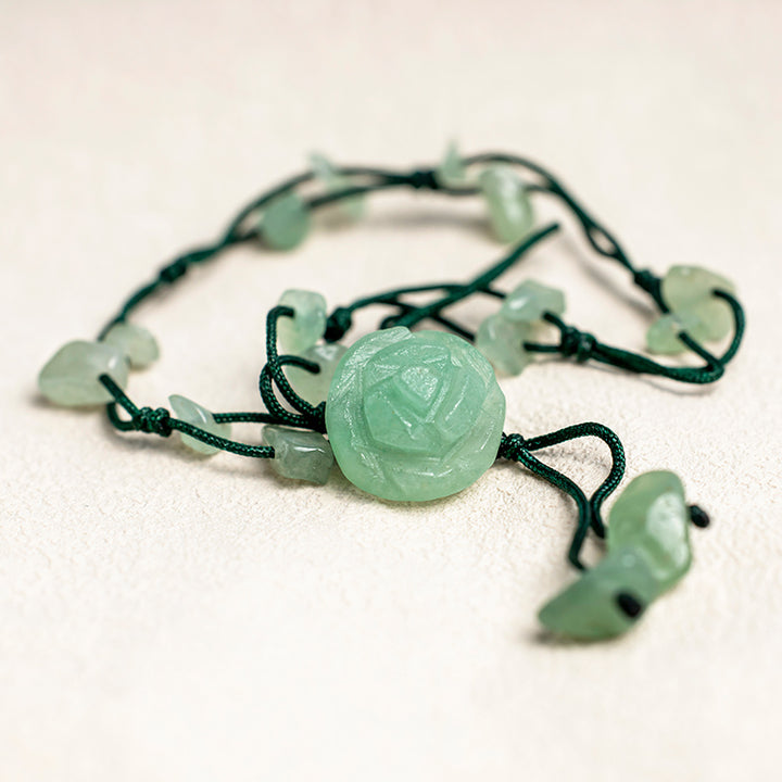 Tobillera curativa de paz interior con Buddha Stones, amatista, cristal rosa, aventurina verde, rosa