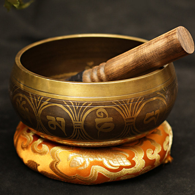 Cuenco con sonido de meditación tibetana, Buddha Stones , hecho a mano, para curación y atención plena, protección, juego de cuencos para cantar
