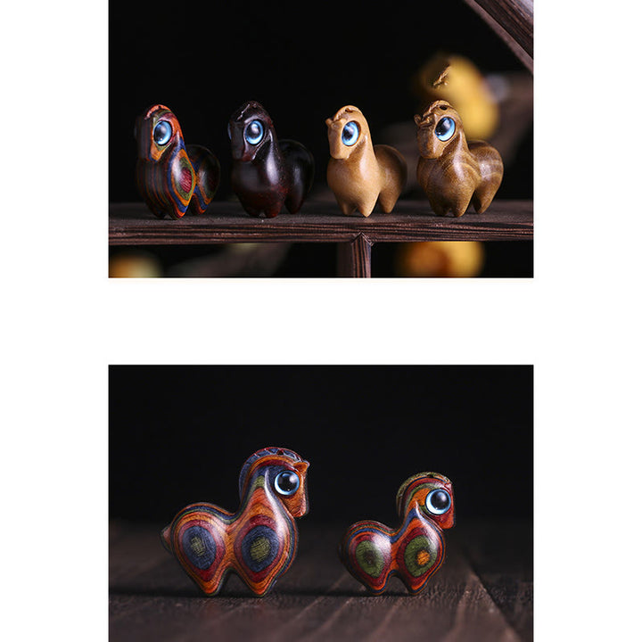 Buddha Stones, hoja pequeña, sándalo rojo, sándalo verde, Mini decoración de protección de caballo de la suerte