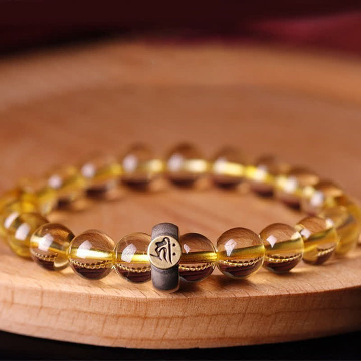 Pulsera de protección de citrino de Buda natal del zodíaco chino de plata de ley 925