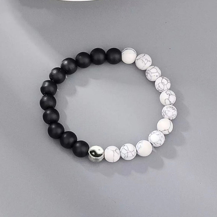 Buddha Stones, 3 uds., cuentas de piedra esmerilada de turquesa blanca Natural, pulsera de riqueza Yin Yang