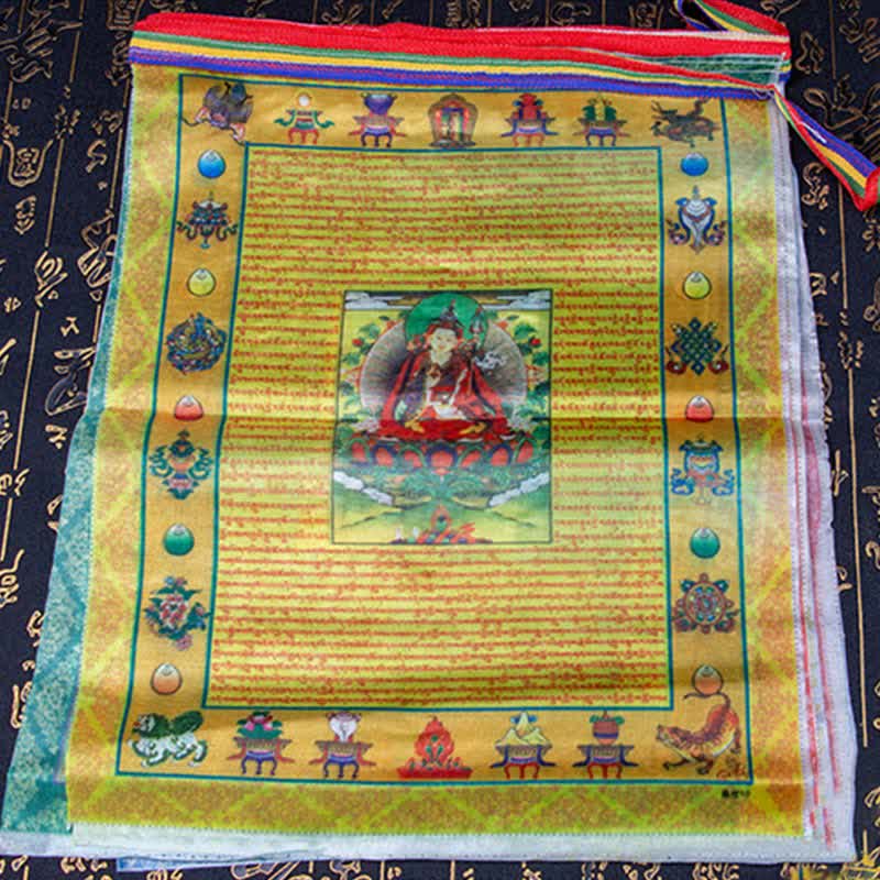 Bandera tibetana de oración al aire libre, 5 colores, caballo de viento, Buda, Tara, escrituras curativas, auspiciosas