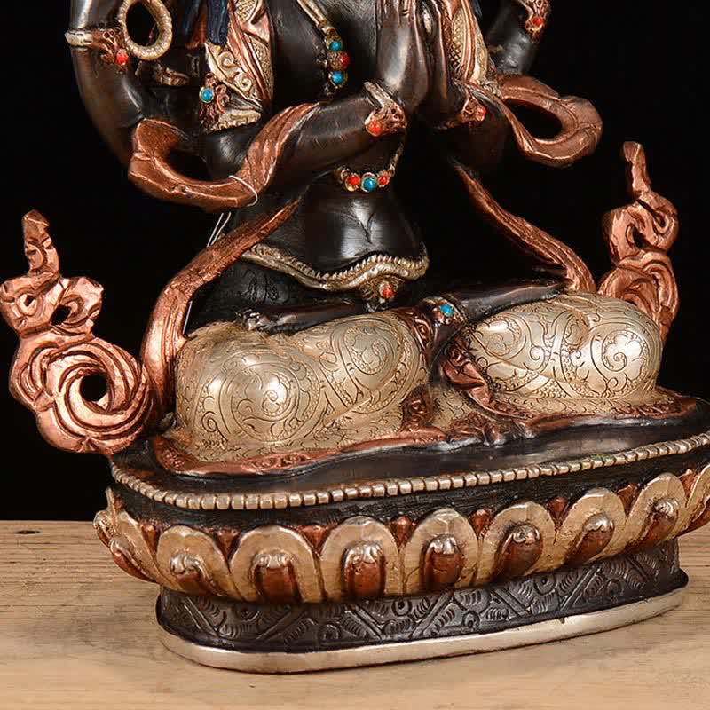 Decoración de estatua de cobre de protección Avalokitesvara de cuatro brazos Bodhisattva Chenrezig - image 11