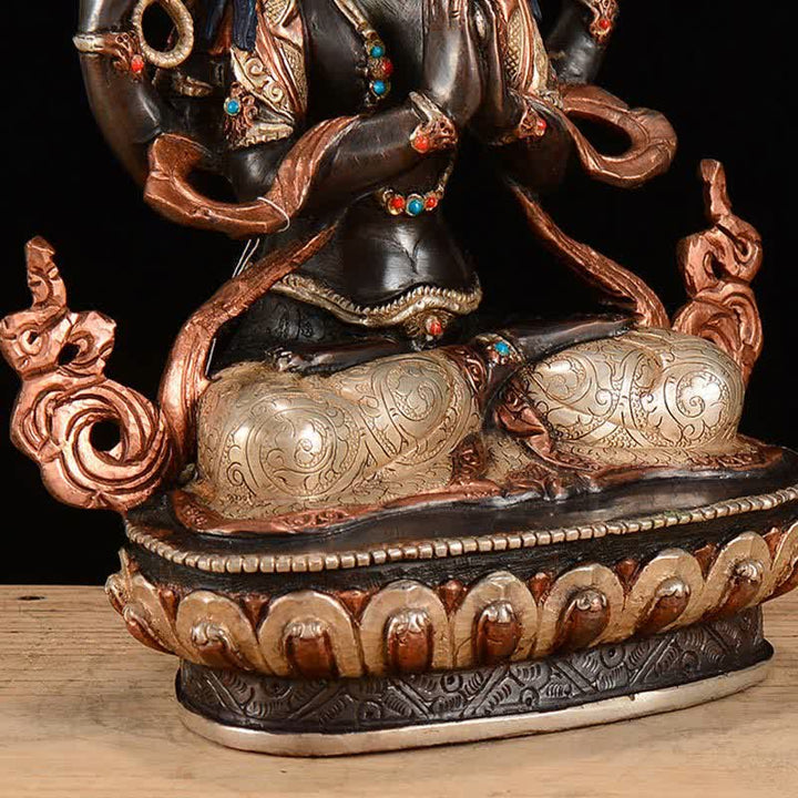 Decoración de estatua de cobre de protección Avalokitesvara de cuatro brazos Bodhisattva Chenrezig - image 11
