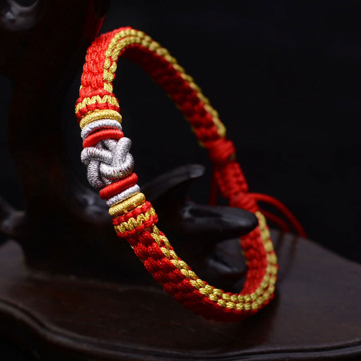 Pulsera hecha a mano con Buddha Stones, cuerda colorida, nudo de amor verdadero, suerte