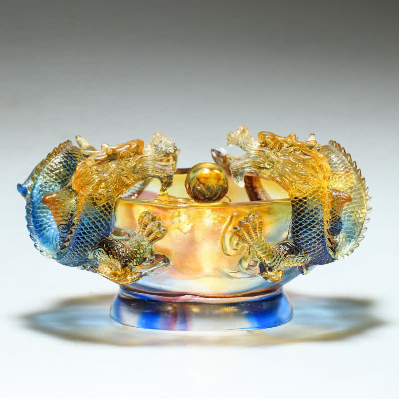 Buddha Stones Feng Shui dragón del zodiaco chino hecho a mano Liuli pieza de arte con cristal protección decoración de la Oficina del hogar - image 4