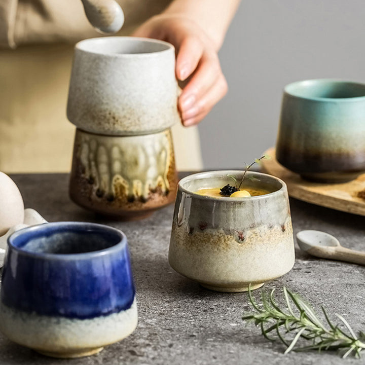 Taza de café de cerámica con cambio de horno Retro Buddha Stones , taza de café expreso de té, 200ml