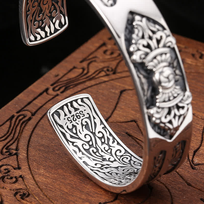 Brazalete de plata de ley 925 con grabado de poder espiritual Vajra Dorje - image 5