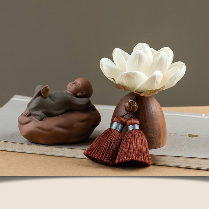 Decoraciones de cura calmante de flor de Buda de madera de melocotón negro
