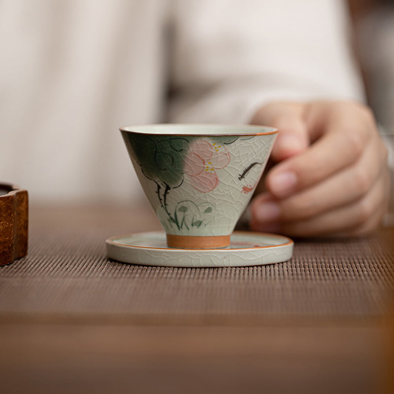 Taza de té de cerámica con Buddha Stones, bote de caqui, pez Koi, loto, taza de té de Kung Fu, 50ml
