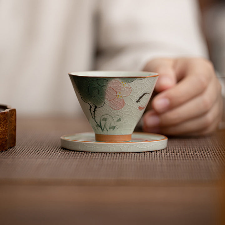 Taza de té de cerámica con Buddha Stones, bote de caqui, pez Koi, loto, taza de té de Kung Fu, 50ml
