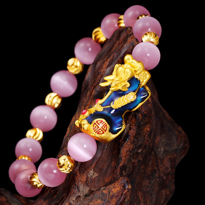 Pulsera de la suerte con ojo de gato Pixiu de Buddha Stones