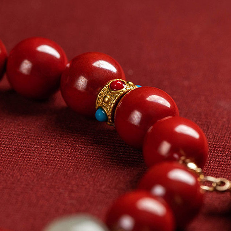 Pulsera con dijes de protección curativa de jade cinabrio con Buddha Stones