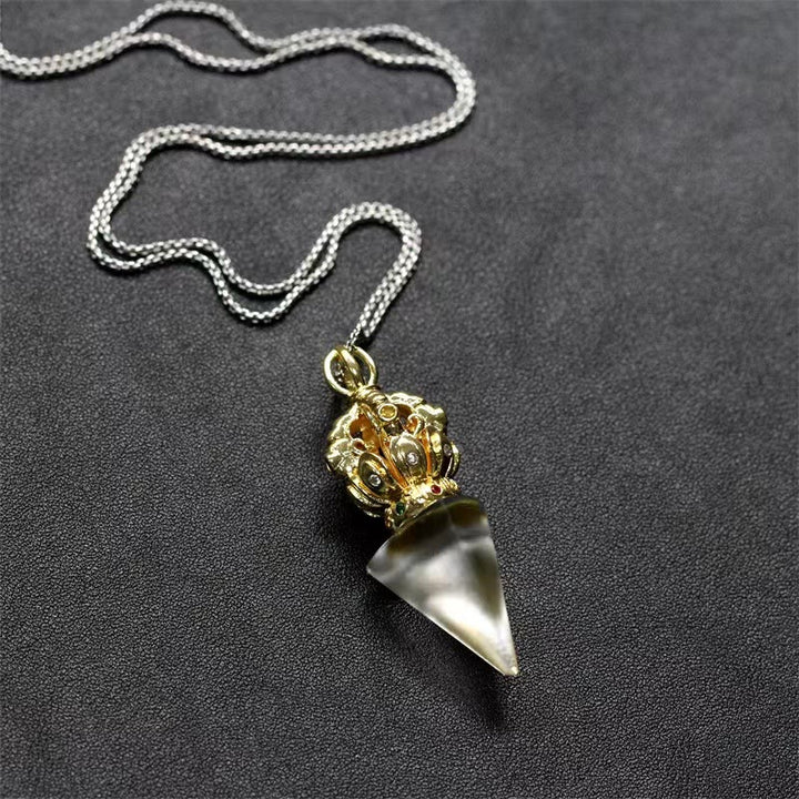 Buddha Stones tibetano Dorje Vajra 4 puntas Lotus Liuli cristal fuerza collar colgante - image 18