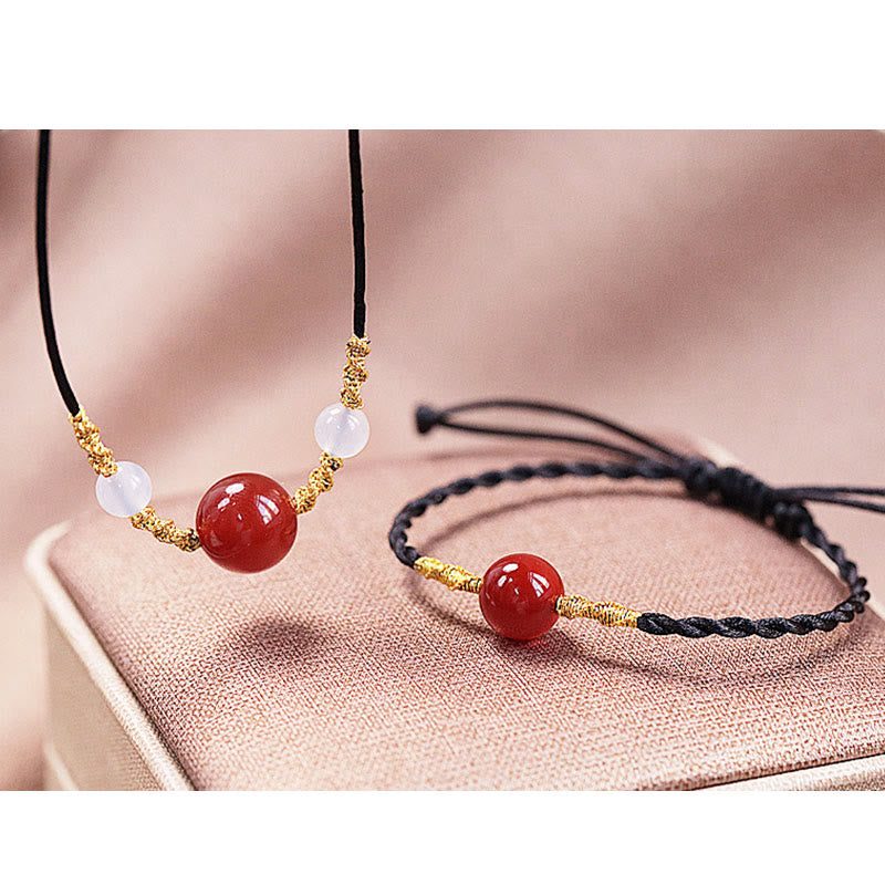 Buddha Stones, ágata roja Natural, Calcedonia, autoaceptación, cadena de confianza, pulsera, collar, colgante