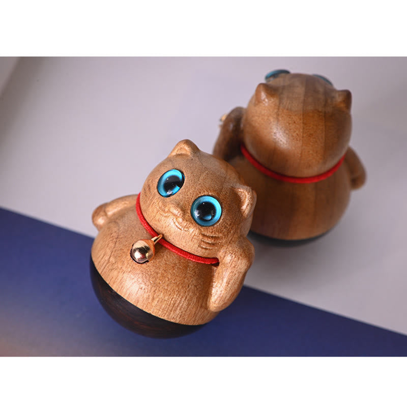 Buddha Stones Mini gato de la suerte gatito Phoebe Zhennan decoración de bendición de madera - image 20