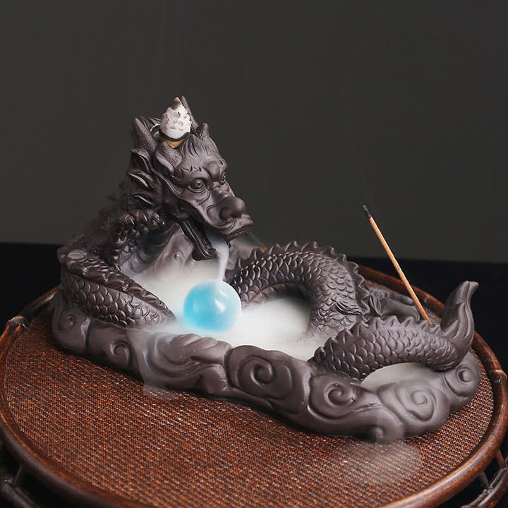 Decoración del quemador de incienso con protección de flores de Dragon Playing Ball