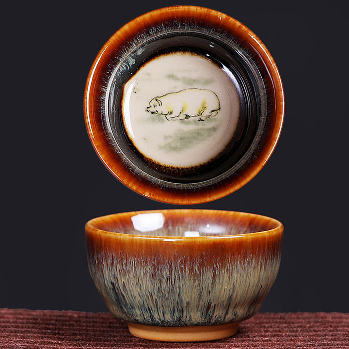 Taza de té de cerámica con diseño del zodíaco chino, 12 Buddha Stones, Kung Fu Jian, taza de té chino Zhan, 73ml