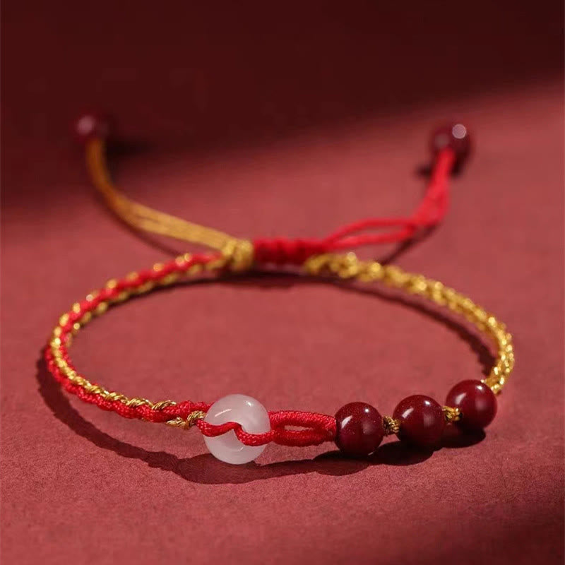 Pulsera de bendición con hebilla de paz de jade cinabrio natural con Buddha Stones