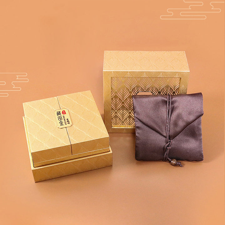 Caja de regalo con patrón de plumas de almacenamiento de joyería retro