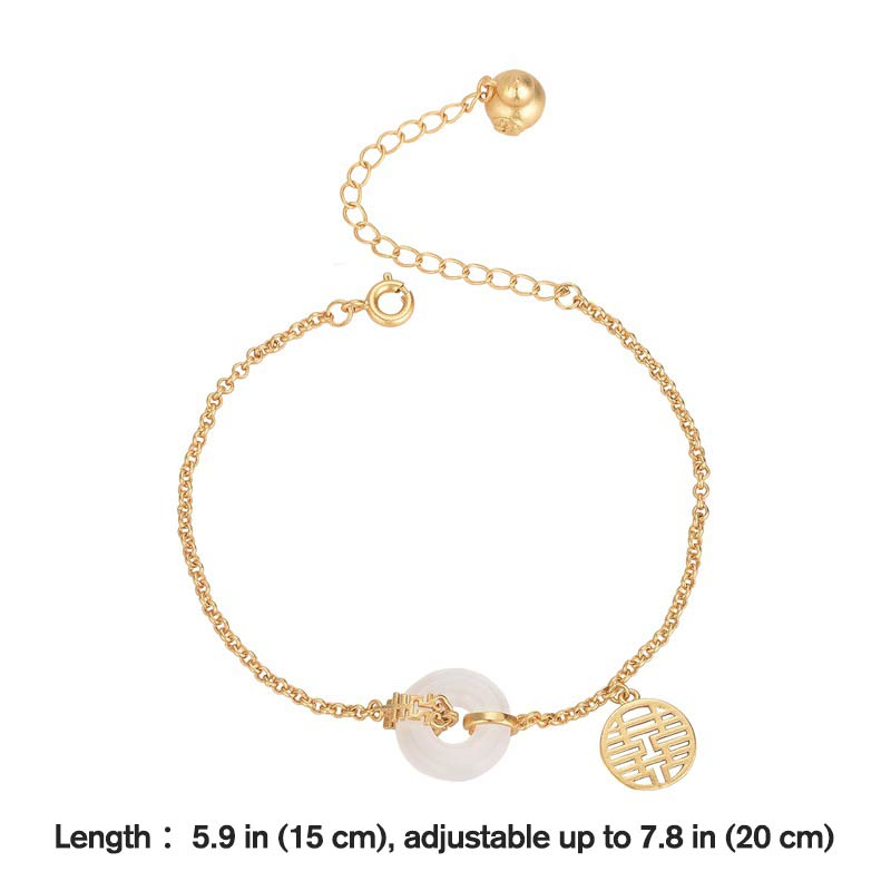 Pulsera de la fortuna de la doble felicidad del jade blanco de las Buddha Stones