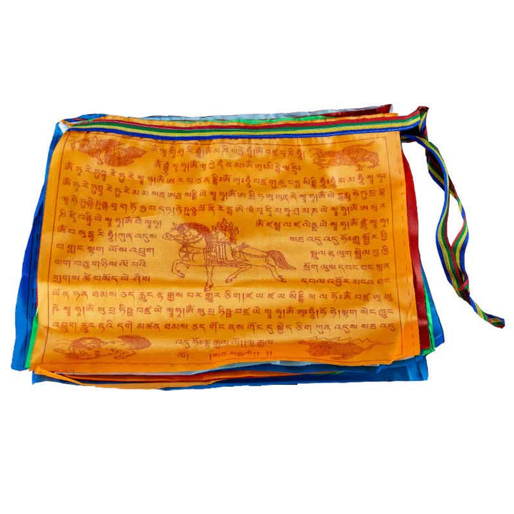 Bandera de oración tibetana de 5 colores con bendición de caballo de viento al aire libre, 20 unidades