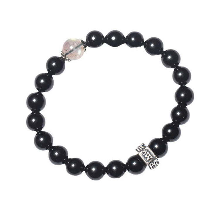 Pulsera de fuerza de piedra lunar de obsidiana negra de plata de ley 925 con Buda natal del zodíaco chino