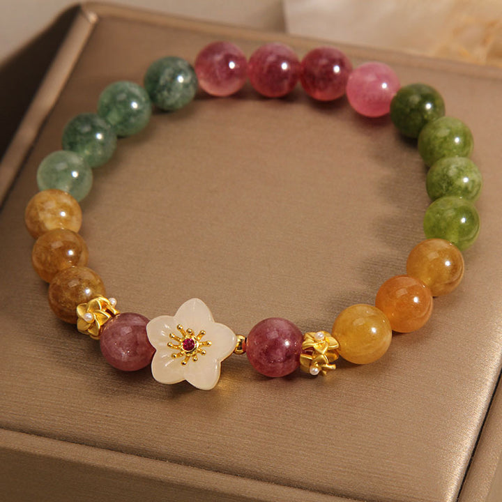 Pulsera de amor con flores de jade y turmalina coloridas de Buddha Stones
