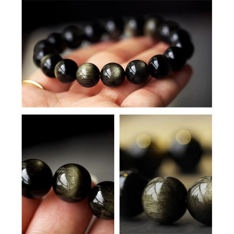 Pulsera de protección de la riqueza, Plata de Ley 925 con Buddha Stones , zodíaco chino, Buda natal, brillo de oro Natural, obsidiana, ámbar - image 17