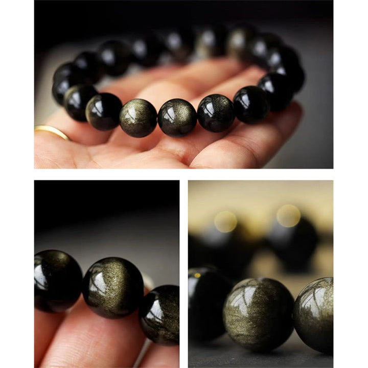 Pulsera de protección de la riqueza, Plata de Ley 925 con Buddha Stones , zodíaco chino, Buda natal, brillo de oro Natural, obsidiana, ámbar - image 17