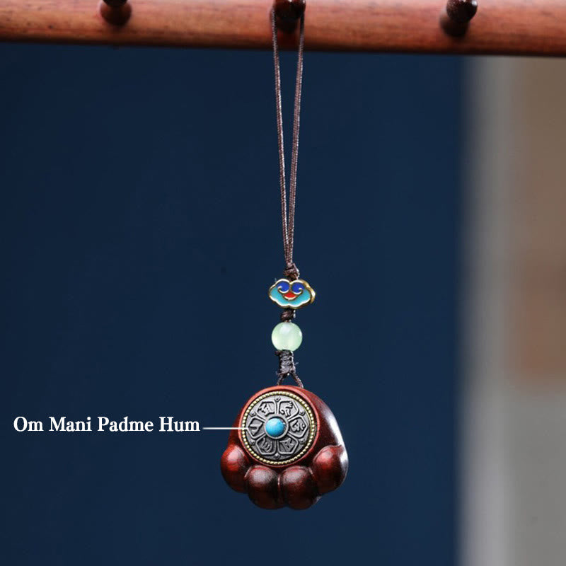 Buddha Stones Sándalo Hoja pequeña Sándalo rojo Sándalo verde Garra de pata de gato de la suerte Om Mani Padme Hum Protección Decoración colgante para teléfono