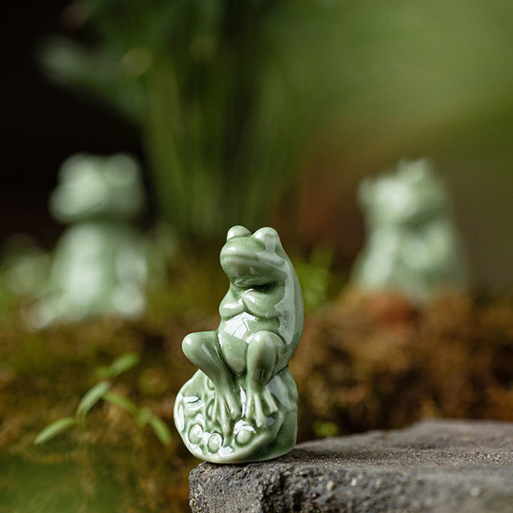 Mini Buddha Stones para meditación, loto pequeño, rana en reposo, cerámica, riqueza, suerte, té para el hogar, figura decorativa para mascotas - image 10