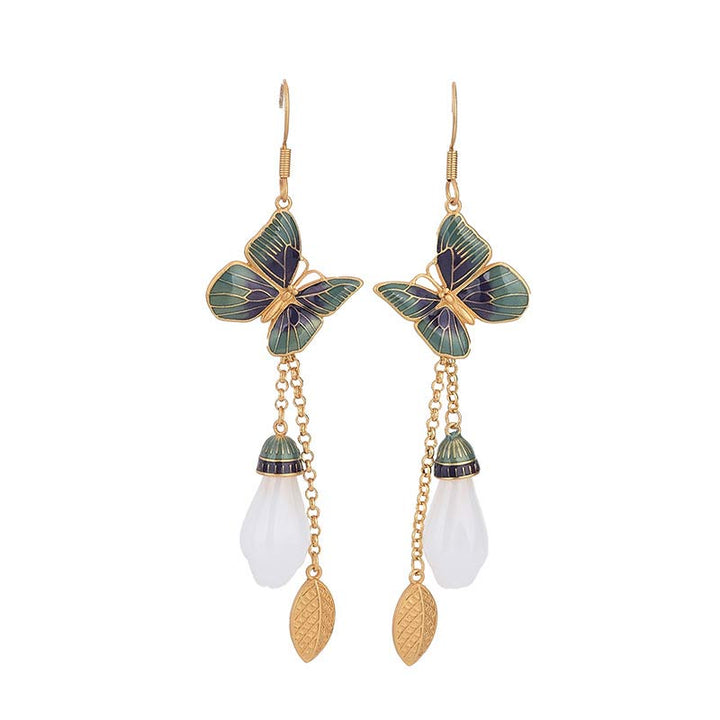 Pendientes de la fortuna de jade blanco FengShui de Buddha Stones