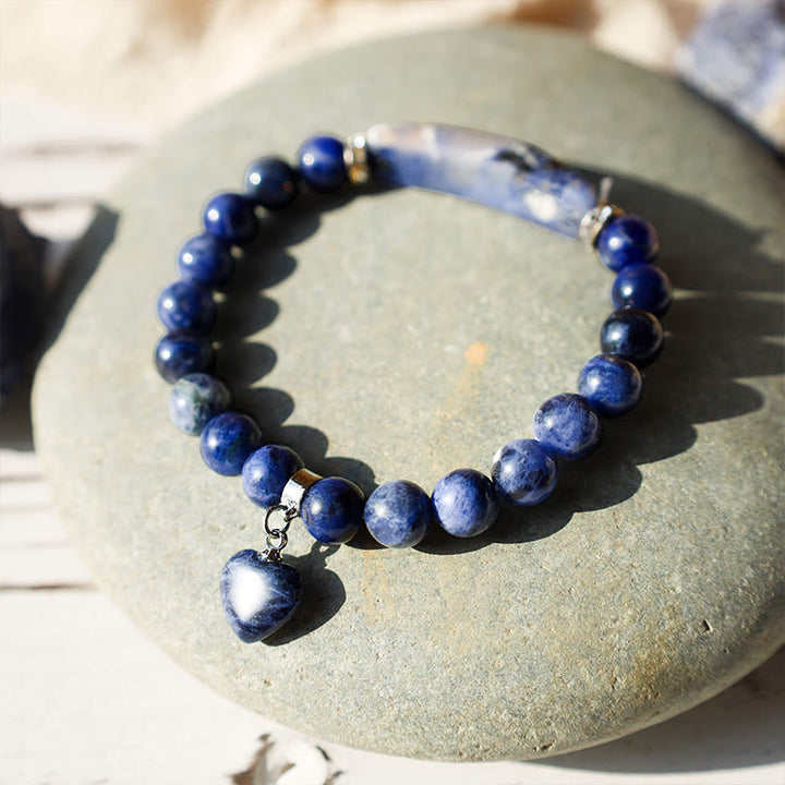 Pulsera de cuentas curativas de corazón de amor de cuarzo natural con Buddha Stones