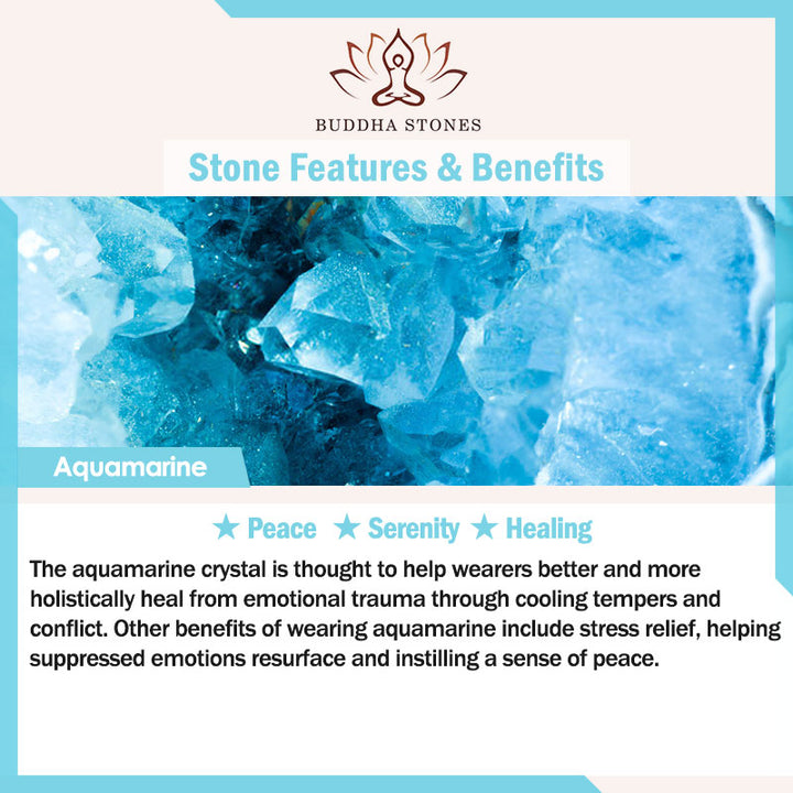Pulsera Serenity de aguamarina natural con Buddha Stones
