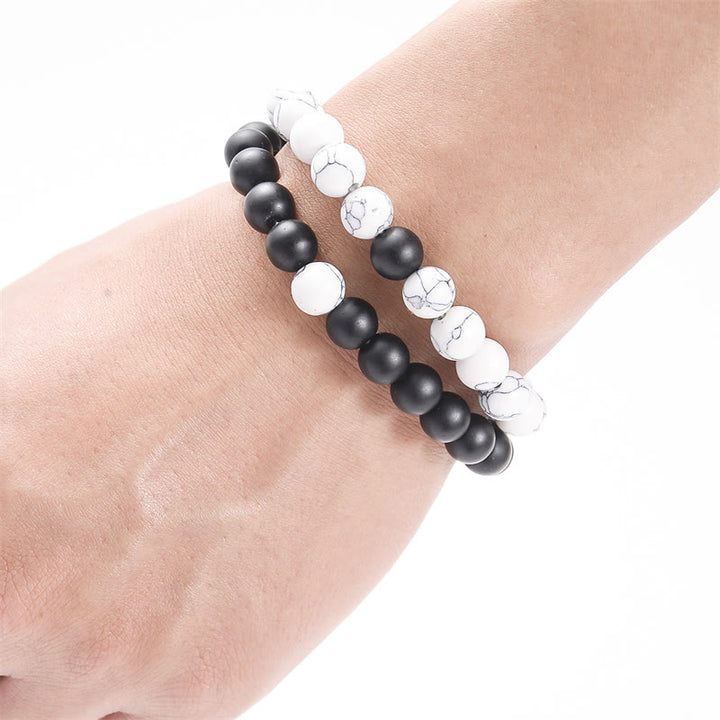 Pulsera de pareja con cuentas de turquesa blanca y piedra esmerilada Natural de Buddha Stones , 2 uds.