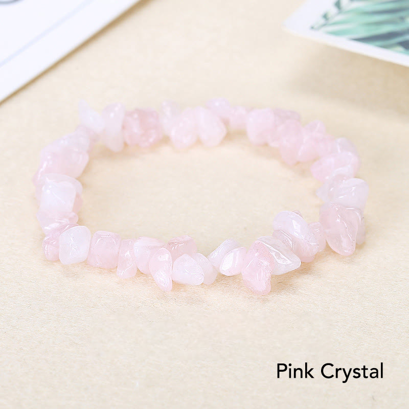 Pulsera calmante de calidez de piedra de cristal de forma irregular natural - Cristal rosa (circunferencia de la muñeca: 15-16 cm) - image 2