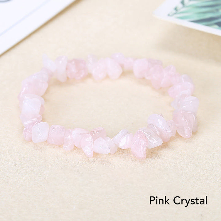 Pulsera calmante de calidez de piedra de cristal de forma irregular natural - Cristal rosa (circunferencia de la muñeca: 15-16 cm) - image 2